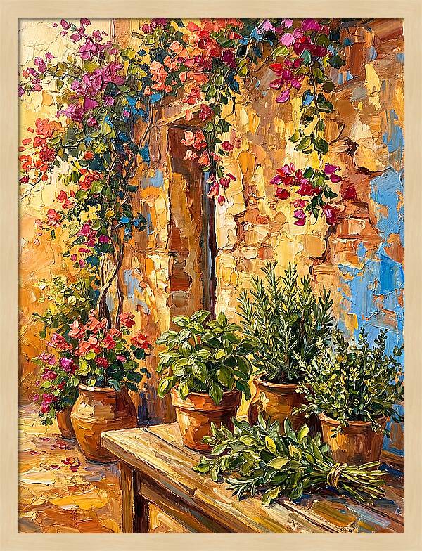 Fresh Herbs In A Mediterranean Garden