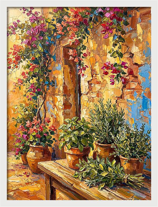 Fresh Herbs In A Mediterranean Garden
