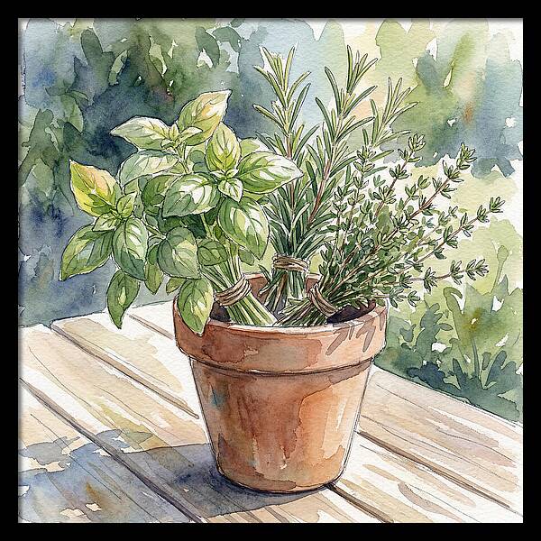 Fresh Herbs In A Pot