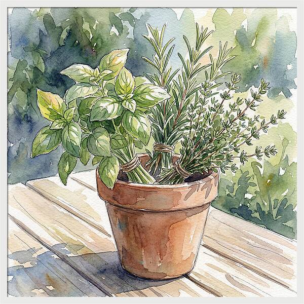 Fresh Herbs In A Pot