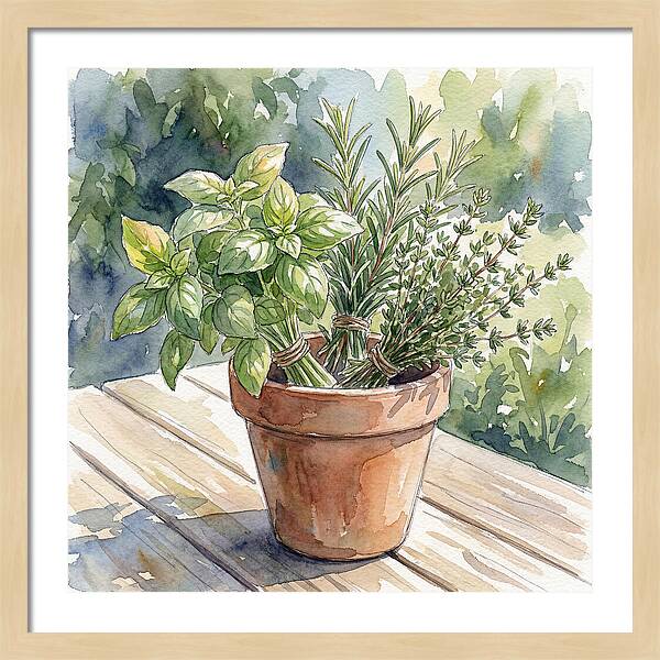 Fresh Herbs In A Pot