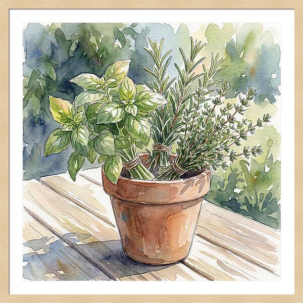 Fresh Herbs In A Pot