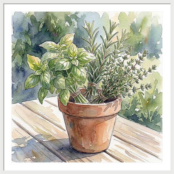 Fresh Herbs In A Pot
