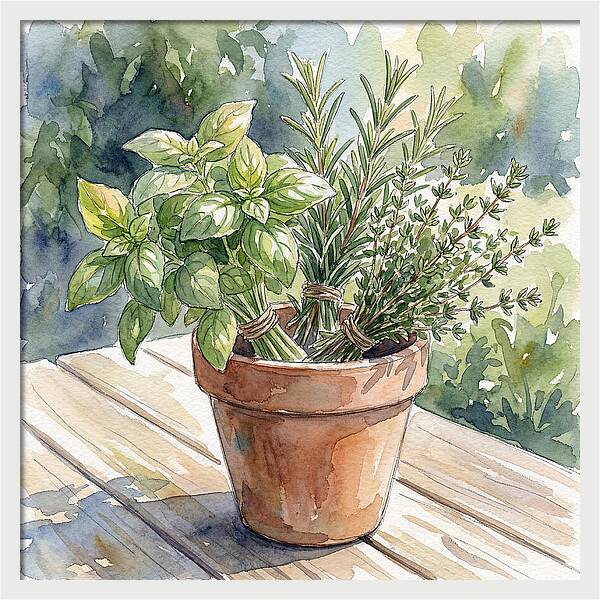 Fresh Herbs In A Pot