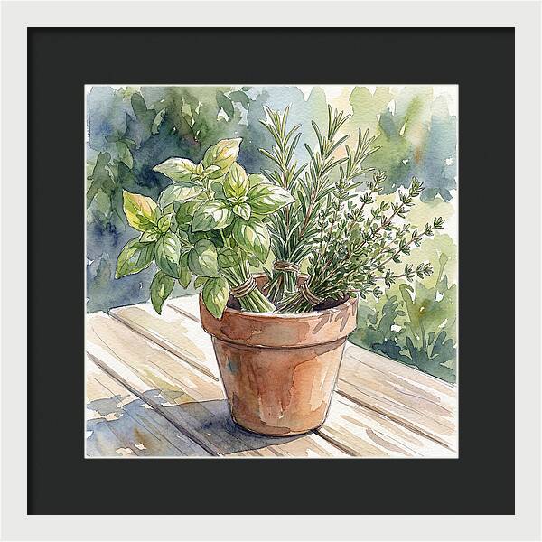 Fresh Herbs In A Pot