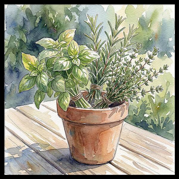 Fresh Herbs In A Pot