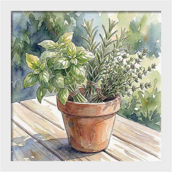 Fresh Herbs In A Pot