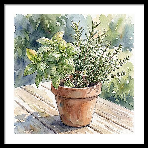 Fresh Herbs In A Pot
