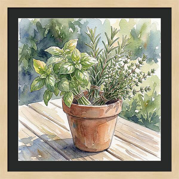 Fresh Herbs In A Pot