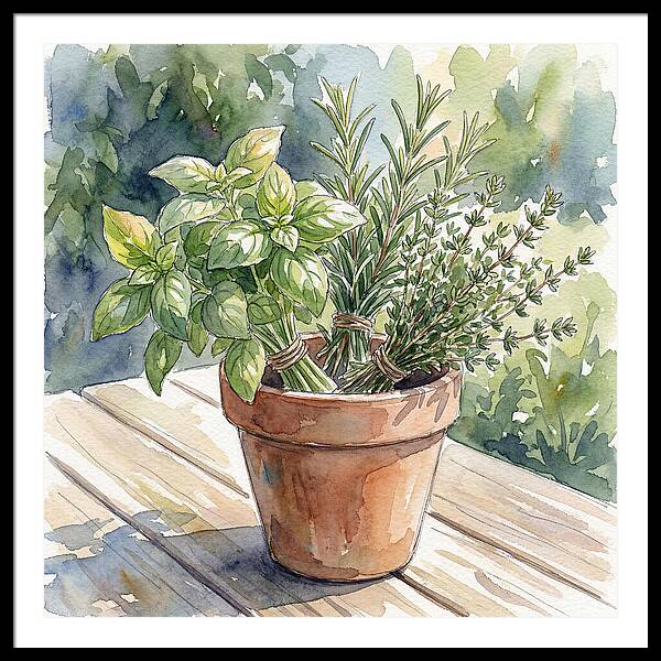 Fresh Herbs In A Pot