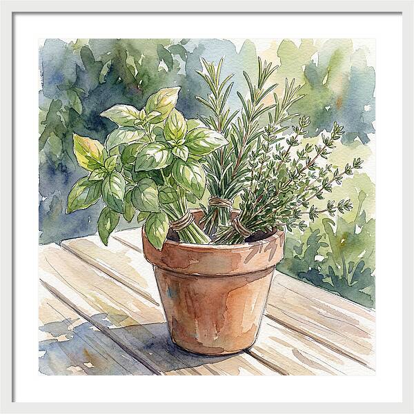 Fresh Herbs In A Pot