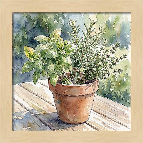 Fresh Herbs In A Pot