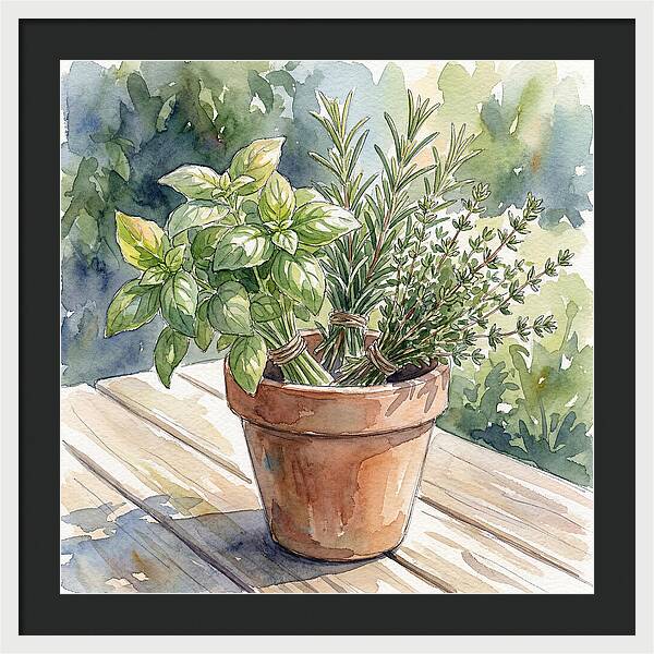 Fresh Herbs In A Pot