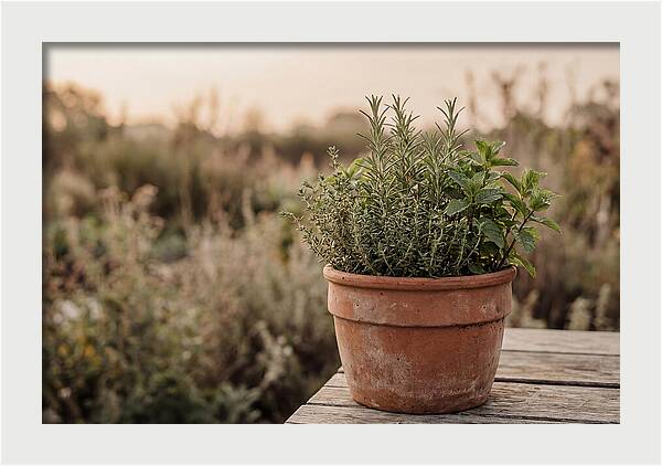 Fresh Herbs In Clay Pot
