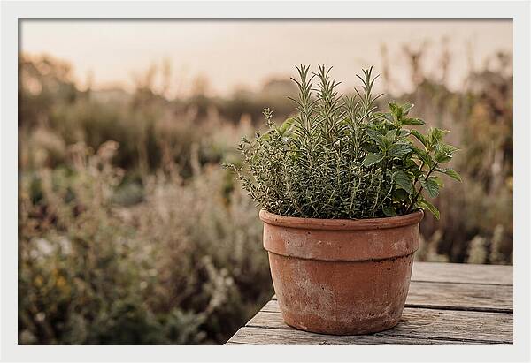 Fresh Herbs In Clay Pot