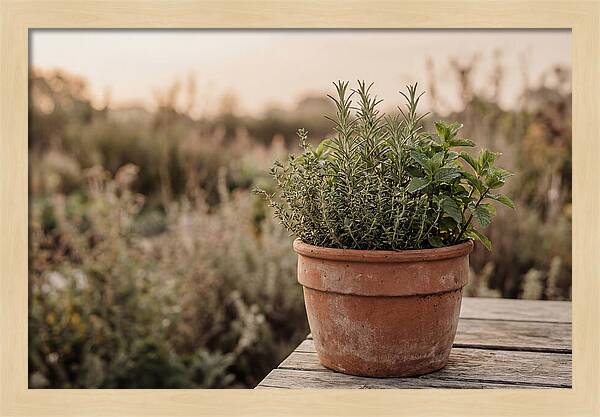 Fresh Herbs In Clay Pot