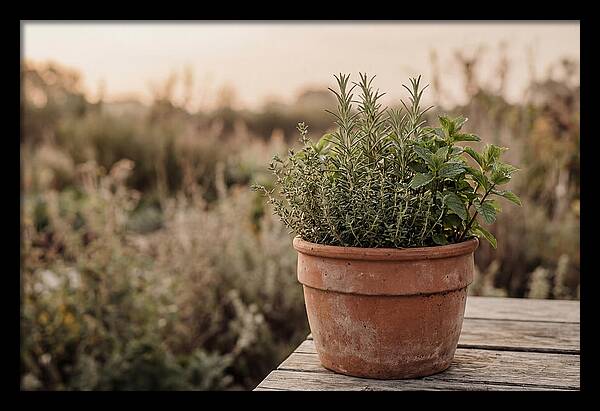 Fresh Herbs In Clay Pot