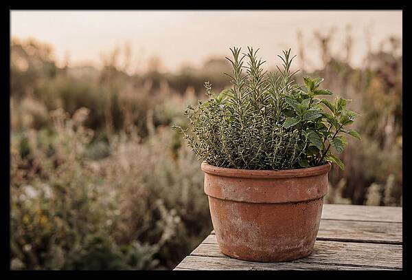 Fresh Herbs In Clay Pot