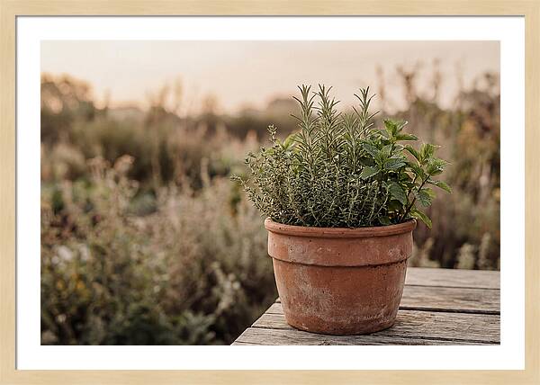 Fresh Herbs In Clay Pot