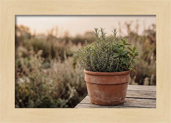 Fresh Herbs In Clay Pot