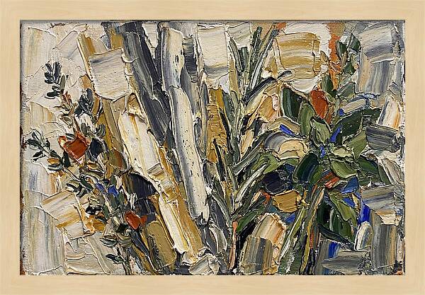 Fresh Herbs In Palette Knife Style