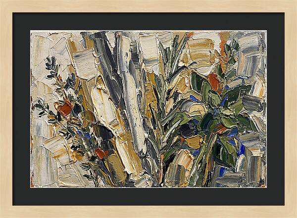 Fresh Herbs In Palette Knife Style