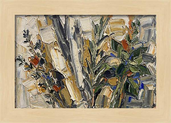 Fresh Herbs In Palette Knife Style