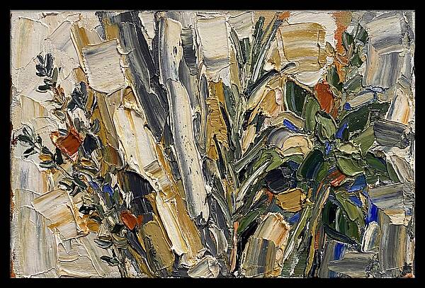 Fresh Herbs In Palette Knife Style