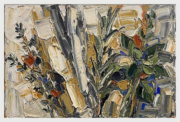 Fresh Herbs In Palette Knife Style