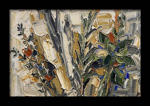 Fresh Herbs In Palette Knife Style