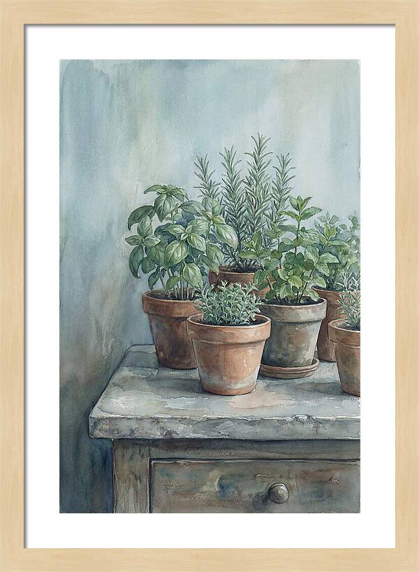 Fresh Herbs In Terracotta Pots