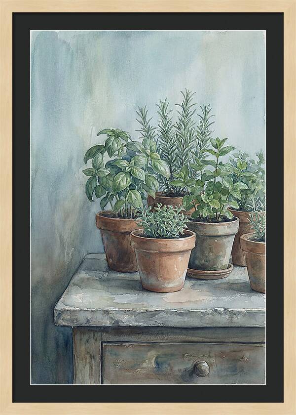 Fresh Herbs In Terracotta Pots