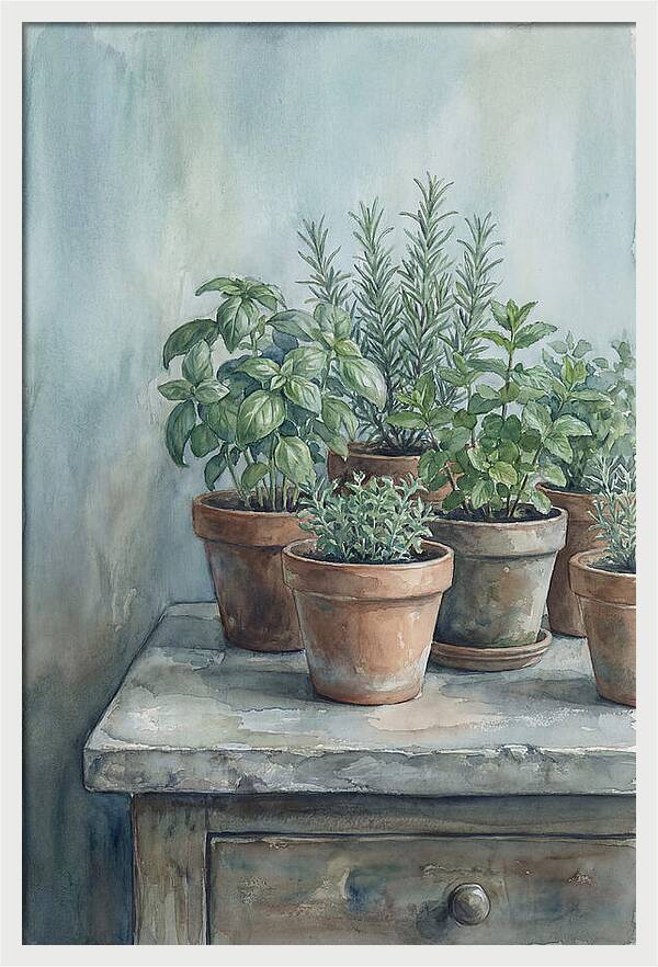 Fresh Herbs In Terracotta Pots