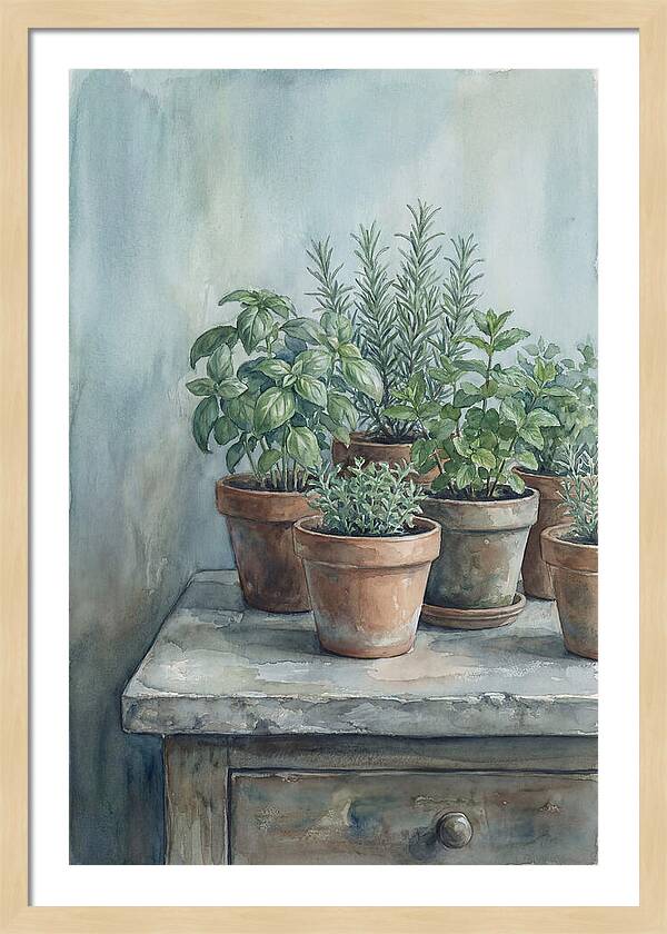 Fresh Herbs In Terracotta Pots