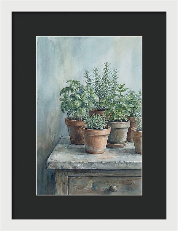 Fresh Herbs In Terracotta Pots