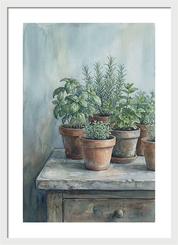 Fresh Herbs In Terracotta Pots