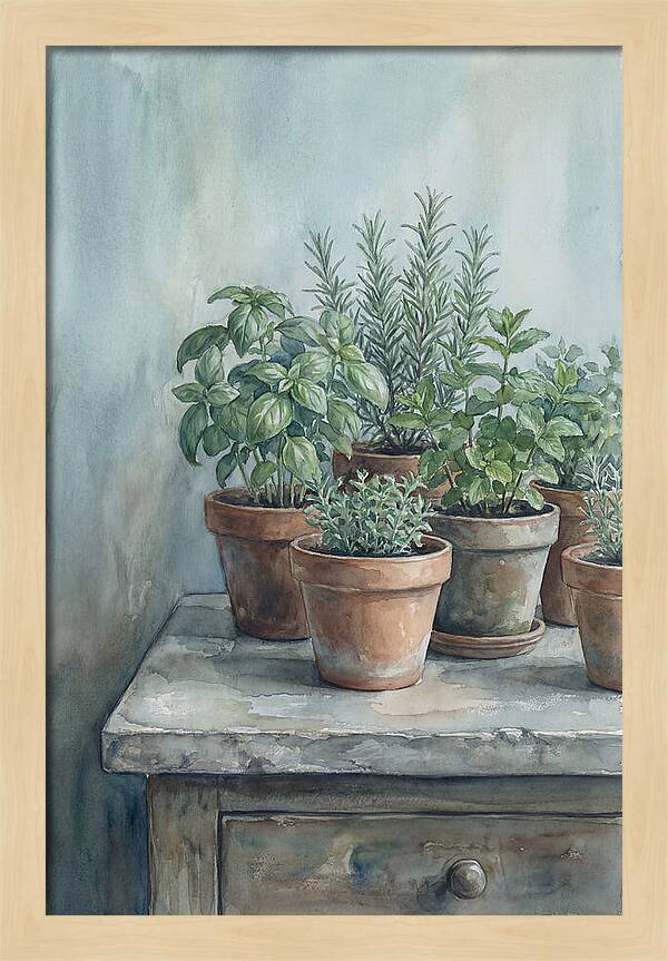 Fresh Herbs In Terracotta Pots