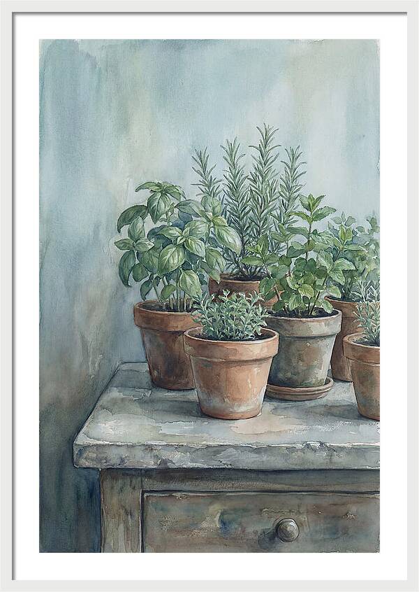 Fresh Herbs In Terracotta Pots