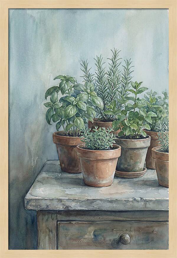 Fresh Herbs In Terracotta Pots