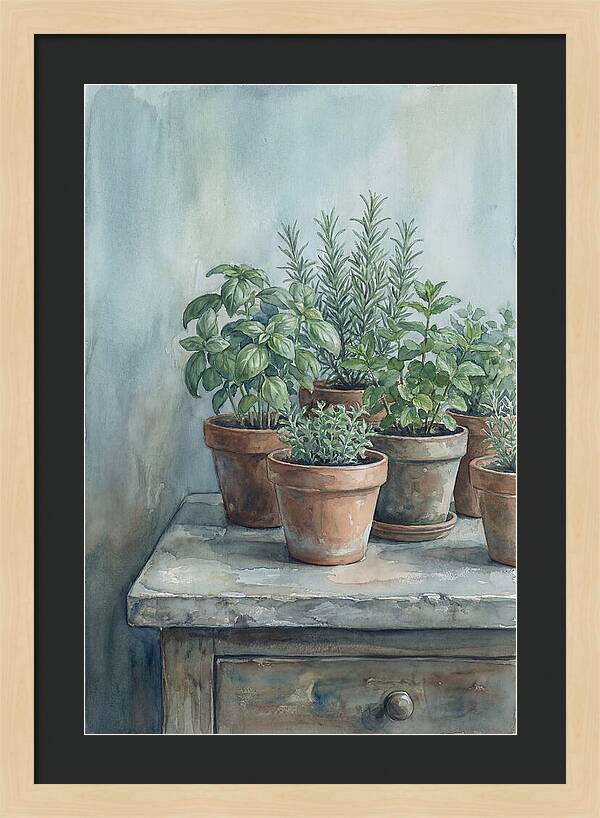 Fresh Herbs In Terracotta Pots