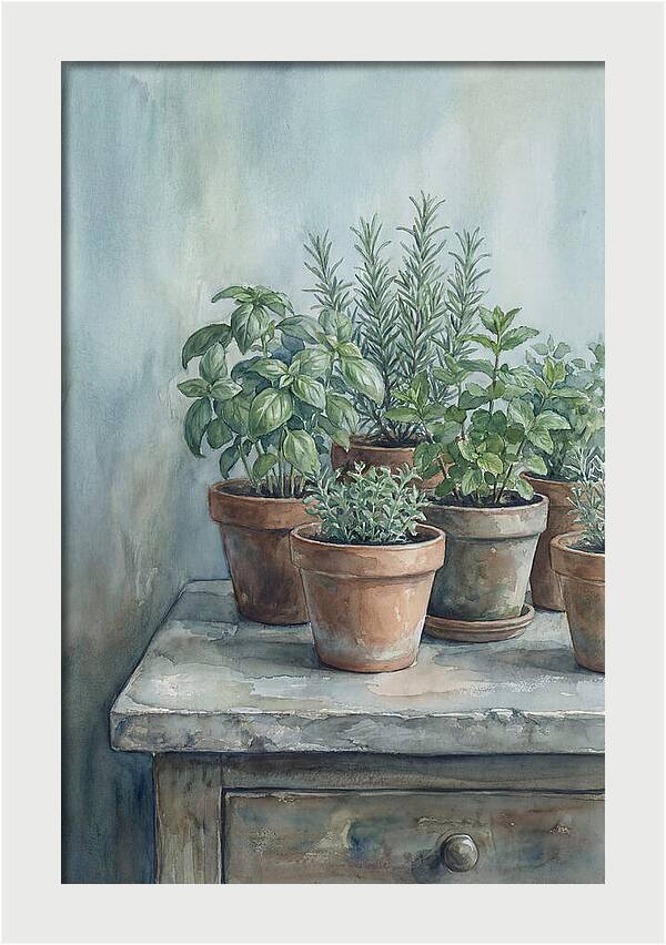 Fresh Herbs In Terracotta Pots