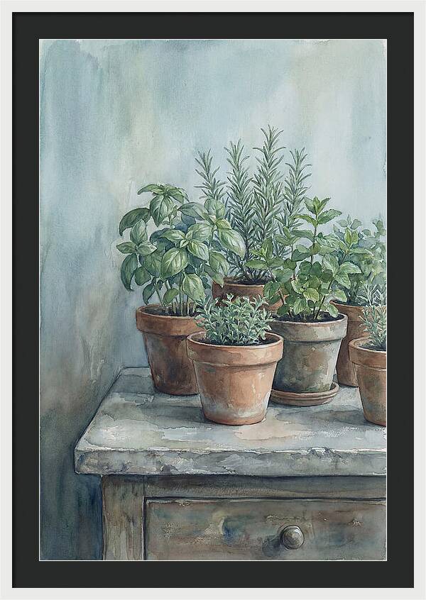 Fresh Herbs In Terracotta Pots