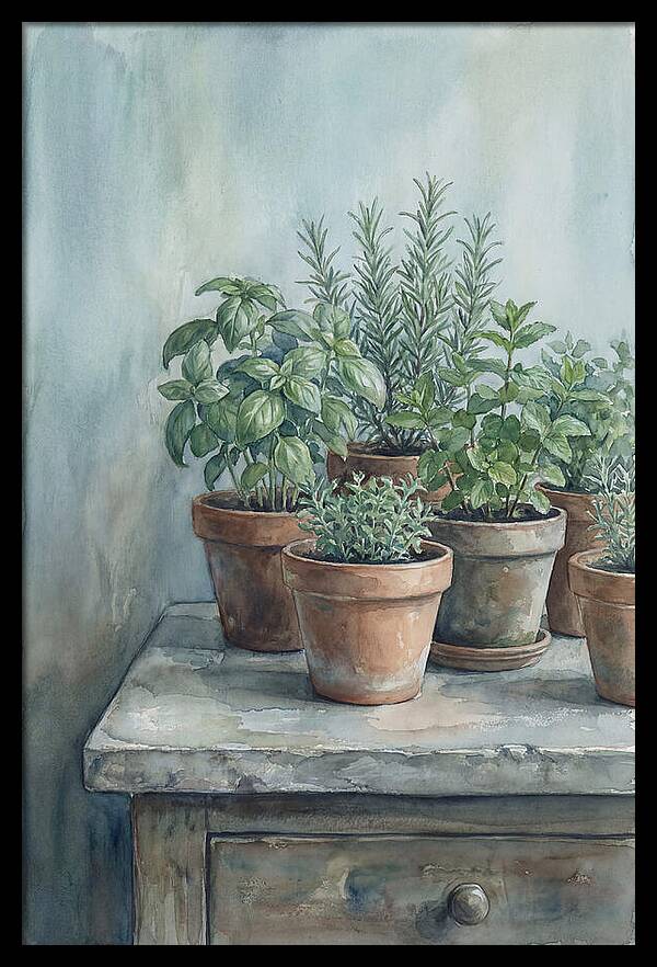 Fresh Herbs In Terracotta Pots
