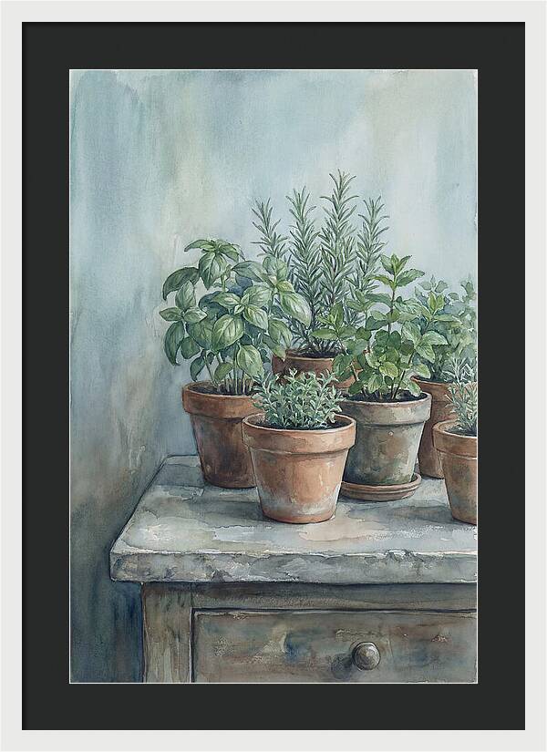 Fresh Herbs In Terracotta Pots