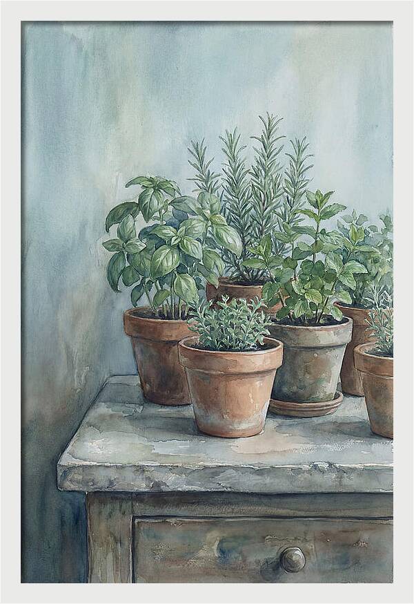 Fresh Herbs In Terracotta Pots