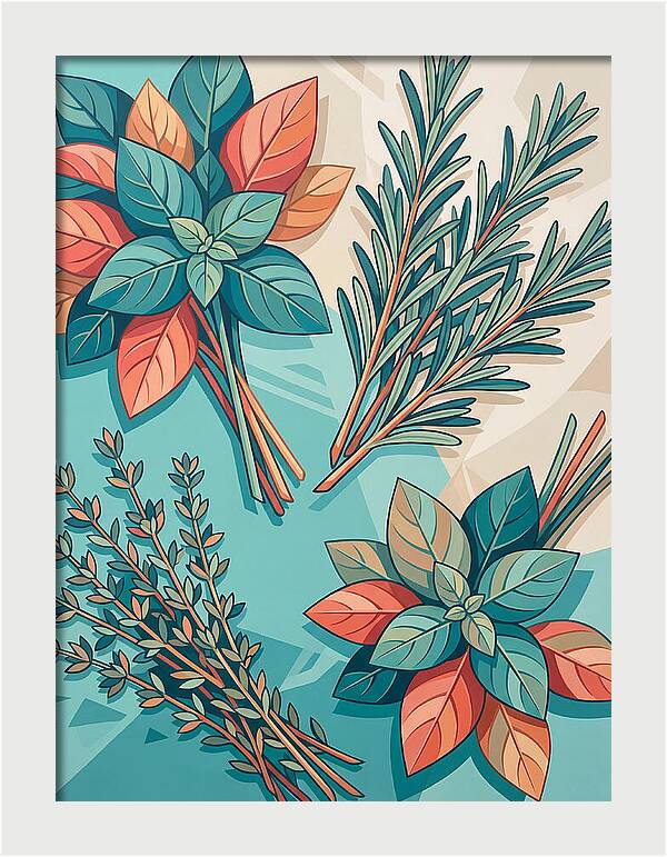 Fresh Herbs In Vibrant Colors