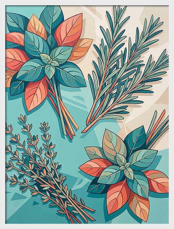 Fresh Herbs In Vibrant Colors