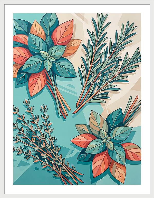 Fresh Herbs In Vibrant Colors