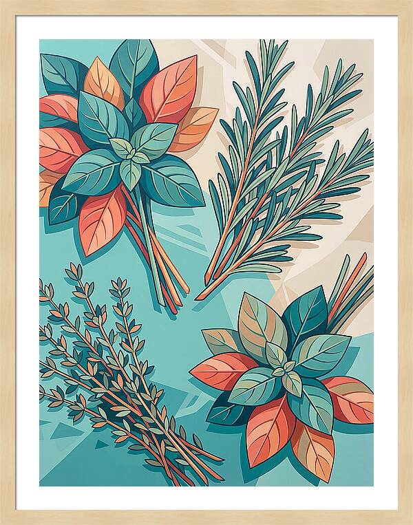 Fresh Herbs In Vibrant Colors