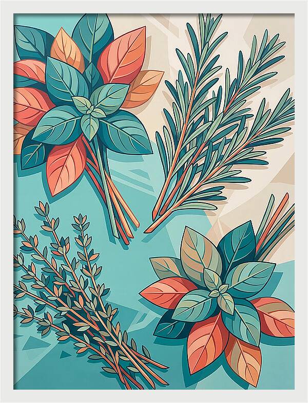 Fresh Herbs In Vibrant Colors